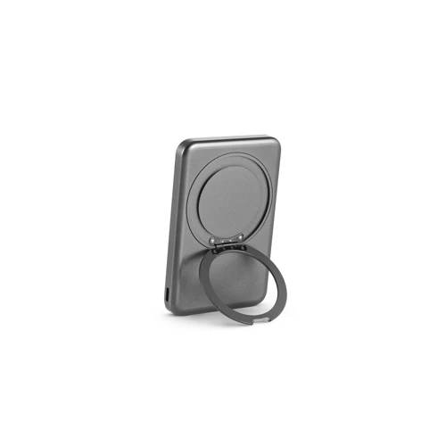 WARSHEL 5. 5.000 mAh-s mágneses power bank 15W szupergyors vezeték nélküli töltővel újrahasznosított ABS-ből (100% rABS) állvánnyal Sötétszürke 