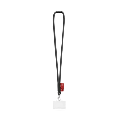 WATFORD. SET Lanyard TUBE Long (Ø 7 mm) 9 mm-es karabinerrel, Ø 7 mm-es biztonsági csattal és 91 x 68 mm-es merev kártya-/kártyatartóval 300 - Fekete 