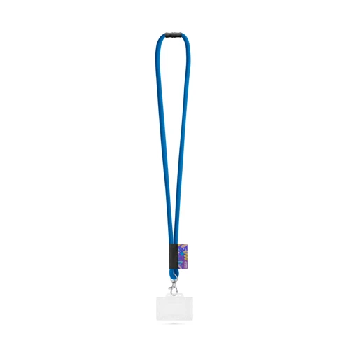 WATFORD. SET Lanyard TUBE Long (Ø 7 mm) 9 mm-es karabinerrel, Ø 7 mm-es biztonsági csattal és 91 x 68 mm-es merev kártya-/kártyatartóval 303 - Kék 