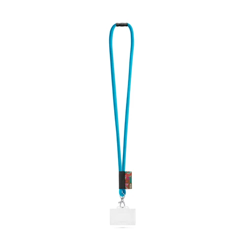 WATFORD. SET Lanyard TUBE Long (Ø 7 mm) 9 mm-es karabinerrel, Ø 7 mm-es biztonsági csattal és 91 x 68 mm-es merev kártya-/kártyatartóval 304 - Világoskék 