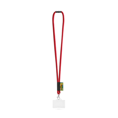 WATFORD. SET Lanyard TUBE Long (Ø 7 mm) 9 mm-es karabinerrel, Ø 7 mm-es biztonsági csattal és 91 x 68 mm-es merev kártya-/kártyatartóval 302 - Piros 