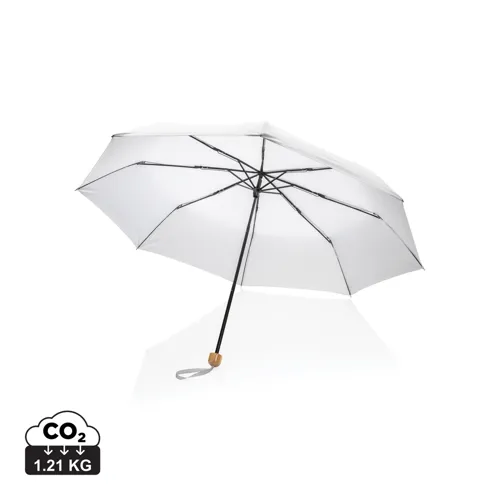 20,5"-es Impact AWARE™ RPET mini bambusz esernyő 190T Fehér 