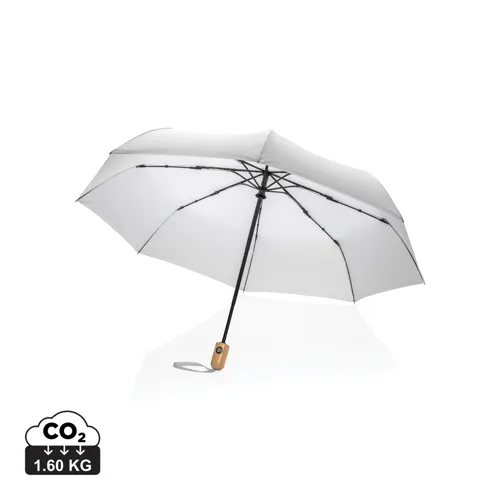 21"-es Impact AWARE™ RPET automata bambusz esernyő 190T Fehér 