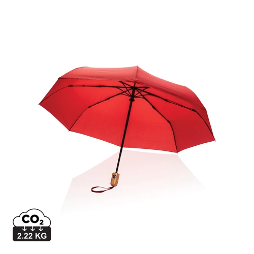 21"-es Impact AWARE™ RPET automata bambusz esernyő 190T Piros 