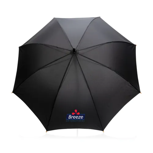 23"-es Impact AWARE™ RPET félautomata bambusz esernyő 190T Fekete 