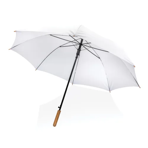 27"-es Impact AWARE™ RPET félautomata bambusz esernyő 190T Fehér 