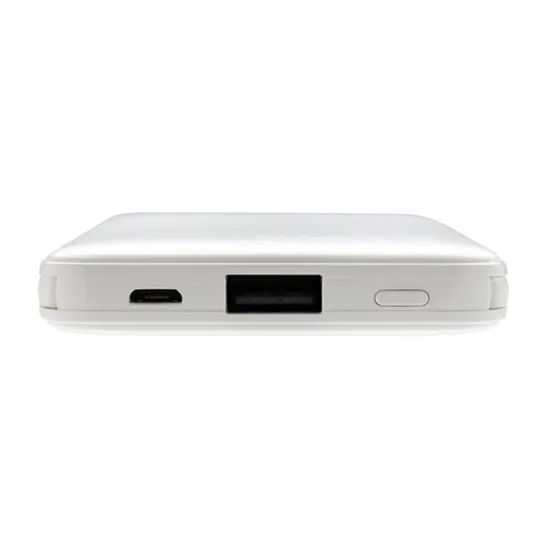 5000 mAh zsebben hordható powerbank beépített kábellel Fehér 