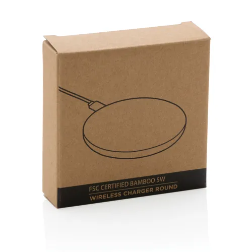 Bambusz 5W-os, kerek vezeték nélküli töltő