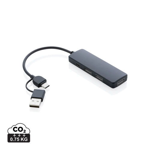 RCS újrahasznosított műanyag USB elosztó kettős bemenettel Fekete 
