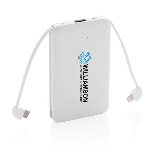 5000 mAh zsebben hordható powerbank beépített kábellel
