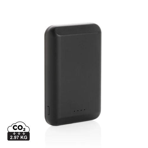 Mágneses 5W-os vezeték nélküli töltős 5000 mAh powerbank Fekete 
