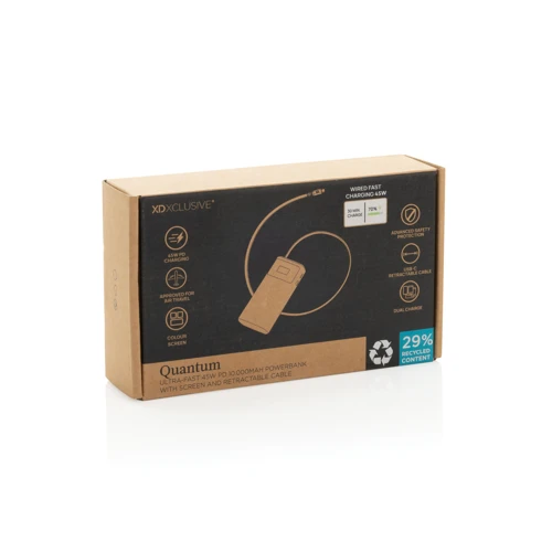 Quantum RCS ultragyors PD 45 W-os 10 000 mAh-s powerbank Szürke 