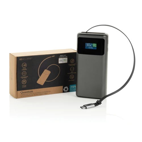Quantum RCS ultragyors PD 45 W-os 10 000 mAh-s powerbank Szürke 