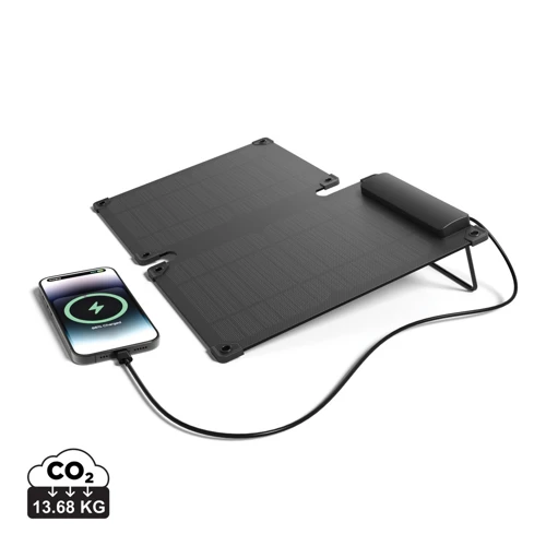 Solarpulse újrahasznosított műanyag hordozható napelem, 10W Fekete 
