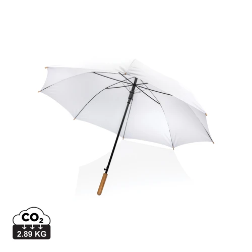27"-es Impact AWARE™ RPET félautomata bambusz esernyő 190T Fehér 