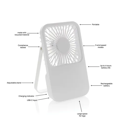 Aervina RCS újrah. műanyag újratölthető asztali ventilátor Fehér 