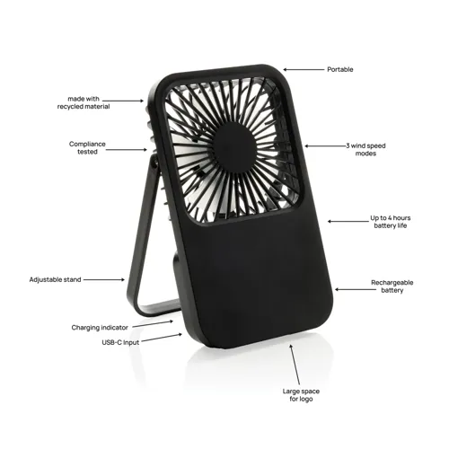 Aervina RCS újrah. műanyag újratölthető asztali ventilátor Fekete 