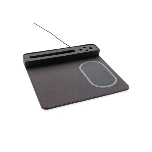 Air egérpad 5W-os vezeték nélküli töltéssel és USB-vel Fekete 