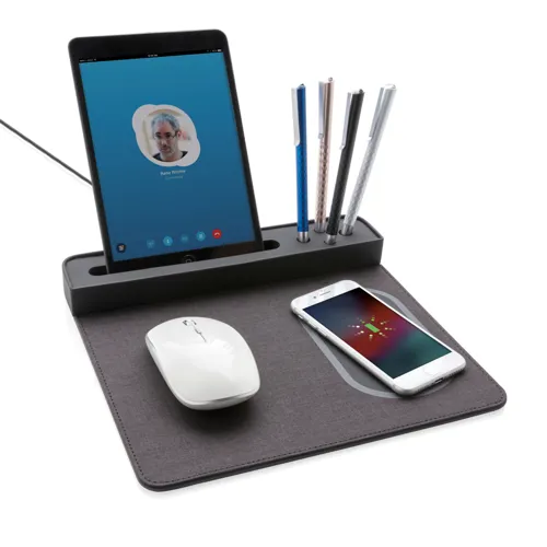 Air egérpad 5W-os vezeték nélküli töltéssel és USB-vel Fekete 