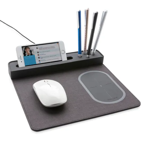 Air egérpad 5W-os vezeték nélküli töltéssel és USB-vel Fekete 