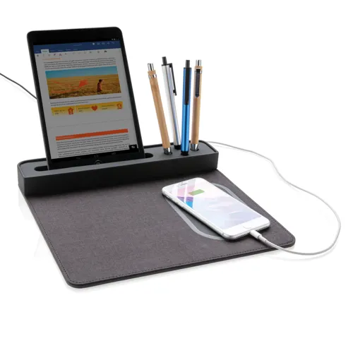Air egérpad 5W-os vezeték nélküli töltéssel és USB-vel Fekete 