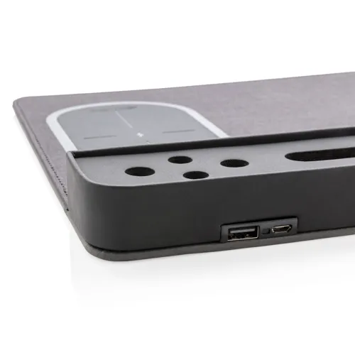 Air egérpad 5W-os vezeték nélküli töltéssel és USB-vel Fekete 