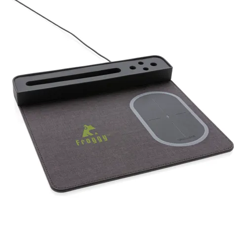 Air egérpad 5W-os vezeték nélküli töltéssel és USB-vel Fekete 