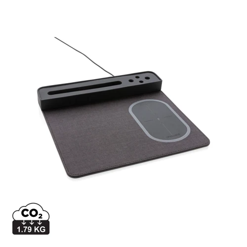 Air egérpad 5W-os vezeték nélküli töltéssel és USB-vel Fekete 