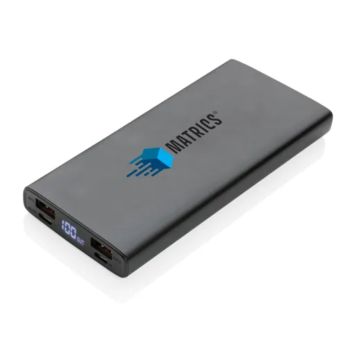 Alumínium 18W-os 10 000 mAh PD powerbank Fekete 