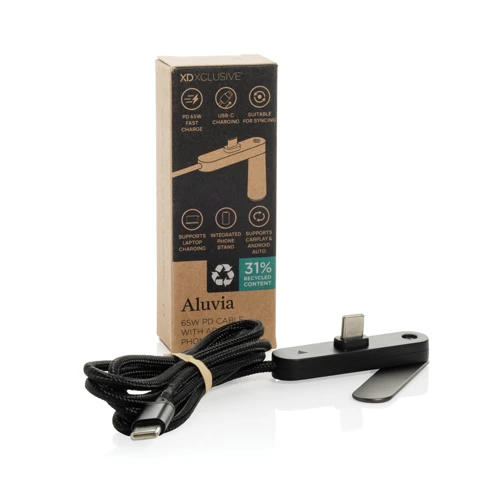 Aluvia RCS 65W PD kábel állítható telefontartóval Fekete 
