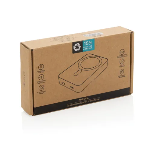 Amporia RCS újrah. műany. kész. 10 000 mAh-s mágn.powerbank Fekete 