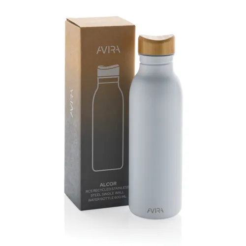 Avira Alcor RCS újrahaszn. acél egyfalú vizespalack, 600 ml Fehér 