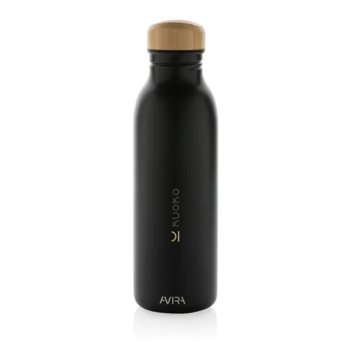 Avira Alcor RCS újrahaszn. acél egyfalú vizespalack, 600 ml Fekete 