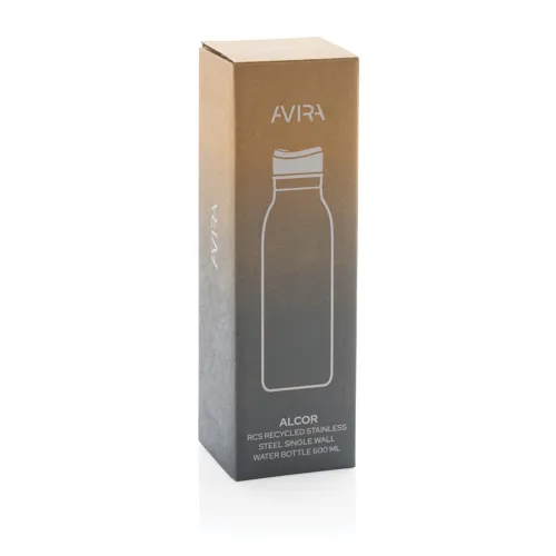 Avira Alcor RCS újrahaszn. acél egyfalú vizespalack, 600 ml Fekete 