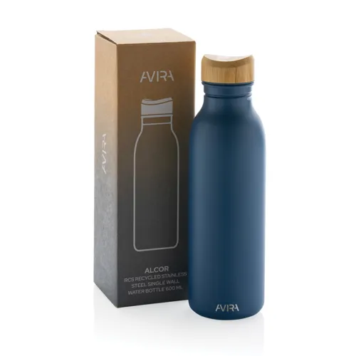 Avira Alcor RCS újrahaszn. acél egyfalú vizespalack, 600 ml Kék 