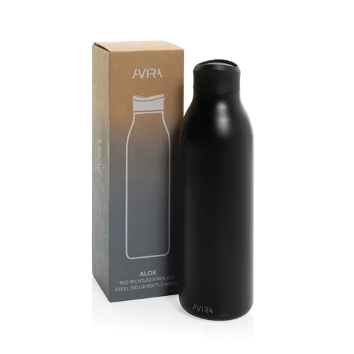 Avira Alok RCS újrahaszn. acél 360 vizespalack, 600 ml Fekete 