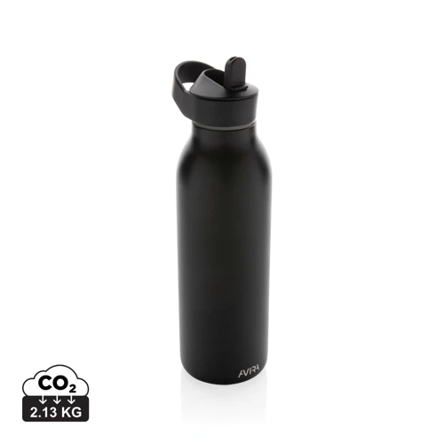 Avira Ara RCS újrahaszn. acél fliptop vizespalack, 500 ml Fekete 