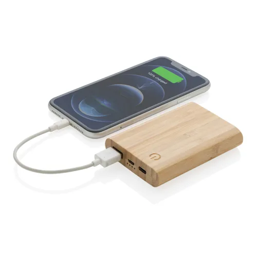 Bambusz 5000 mAh powerbank Barna 