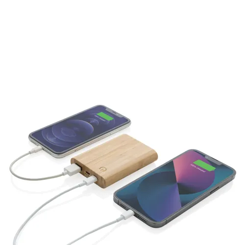 Bambusz 5000 mAh powerbank Barna 