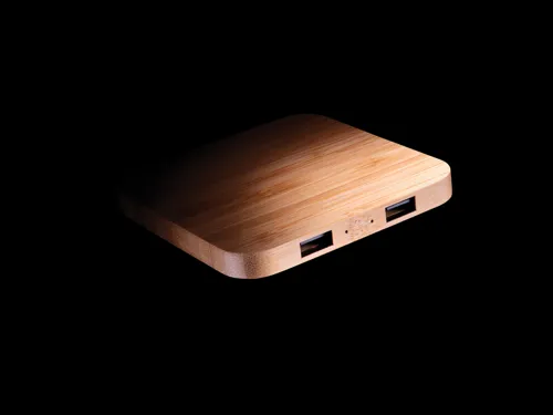 Bambusz 5W-os vezeték nélküli töltő USB-vel Barna 