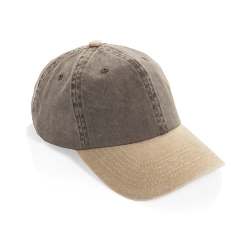BEAU AWARE™ 6 paneles kétszínű pamut twill sapka (270 g/m²) Barna 