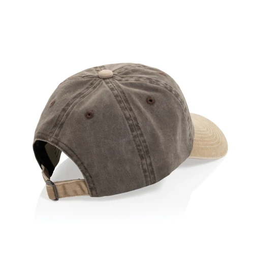 BEAU AWARE™ 6 paneles kétszínű pamut twill sapka (270 g/m²) Barna 