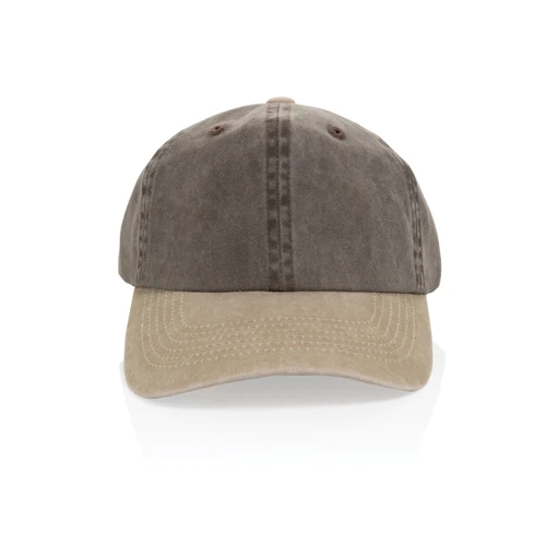 BEAU AWARE™ 6 paneles kétszínű pamut twill sapka (270 g/m²) Barna 