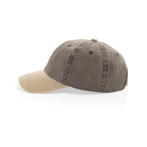 BEAU AWARE™ 6 paneles kétszínű pamut twill sapka (270 g/m²) Barna 