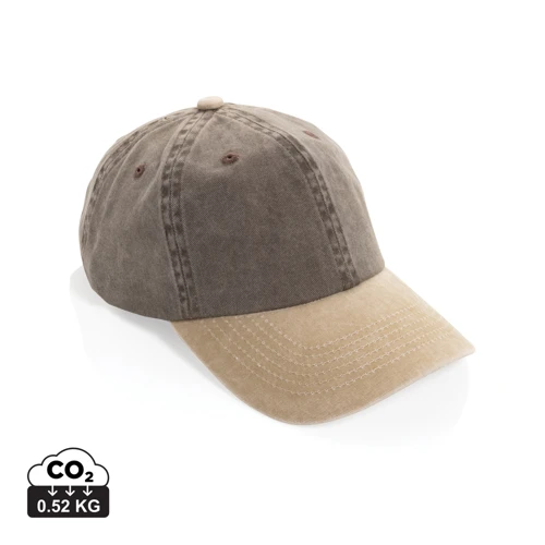 BEAU AWARE™ 6 paneles kétszínű pamut twill sapka (270 g/m²) Barna 