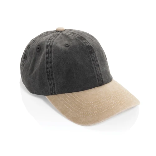 BEAU AWARE™ 6 paneles kétszínű pamut twill sapka (270 g/m²) Fekete 