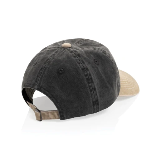 BEAU AWARE™ 6 paneles kétszínű pamut twill sapka (270 g/m²) Fekete 