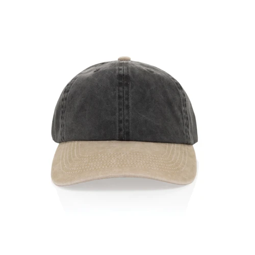 BEAU AWARE™ 6 paneles kétszínű pamut twill sapka (270 g/m²) Fekete 