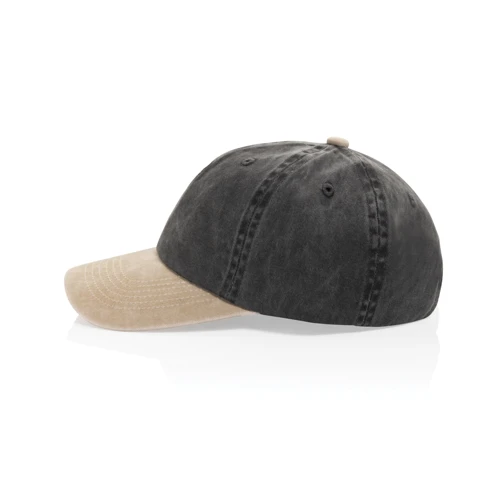BEAU AWARE™ 6 paneles kétszínű pamut twill sapka (270 g/m²) Fekete 
