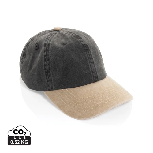 BEAU AWARE™ 6 paneles kétszínű pamut twill sapka (270 g/m²) Fekete 